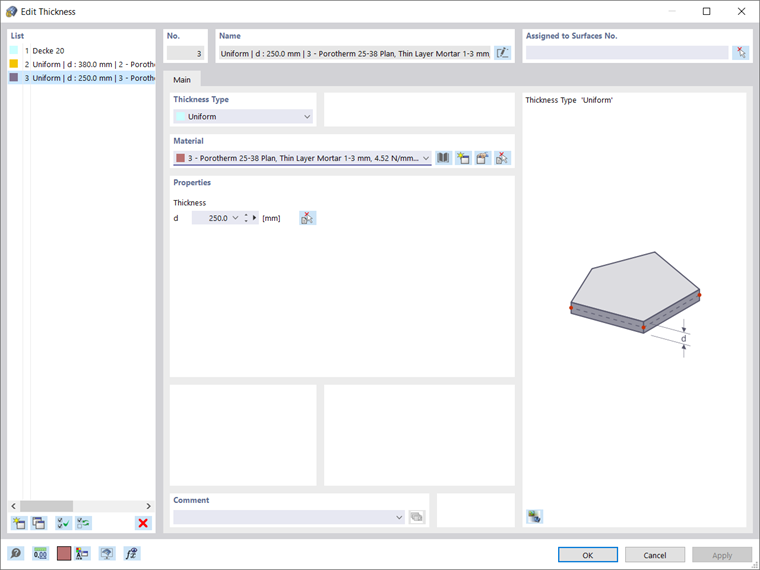 Definizione degli spessori