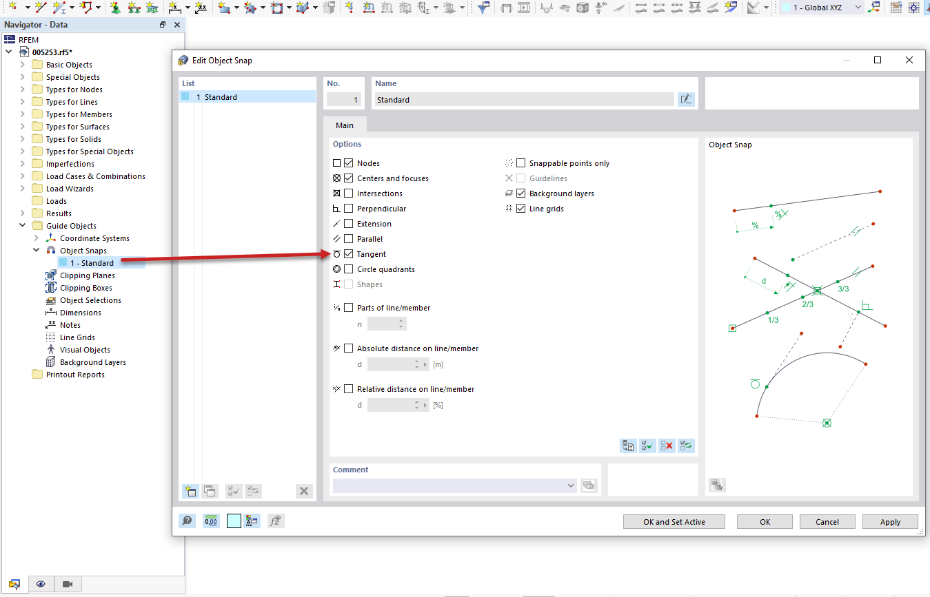 FAQ 005253 | C'è un modo semplice per generare una tangente a un cerchio in RFEM 6?