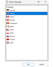 Seleziona lingua per relazione di calcolo