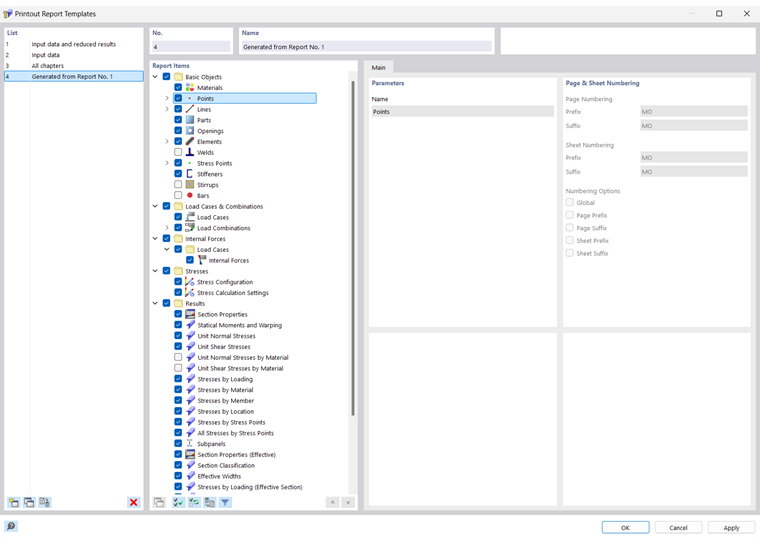 Salva modello del rapporto di calcolo