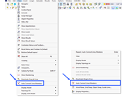 Funzione 'Collega automaticamente linee/aste' nel menu (1) e nel menu di scelta rapida generale (2)