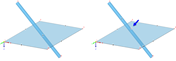 Crea intersezione dell'asta e della superficie: Originale (sx) e copia con risultato (destra)