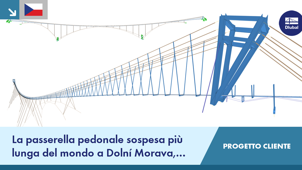 Il ponte sospeso più lungo del mondo, senza pilastri di supporto, che collega le montagne a Dolní Morava.