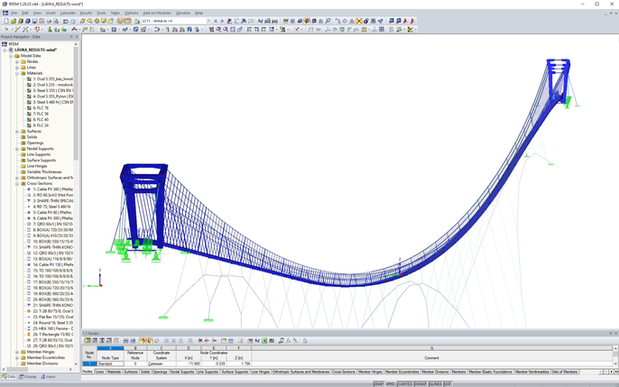 CP 001237 | Modello di aste 3D della passerella pedonale in RFEM 5