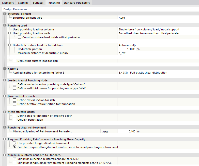 Modifica configurazione della capacità di carico - Punzonatura
