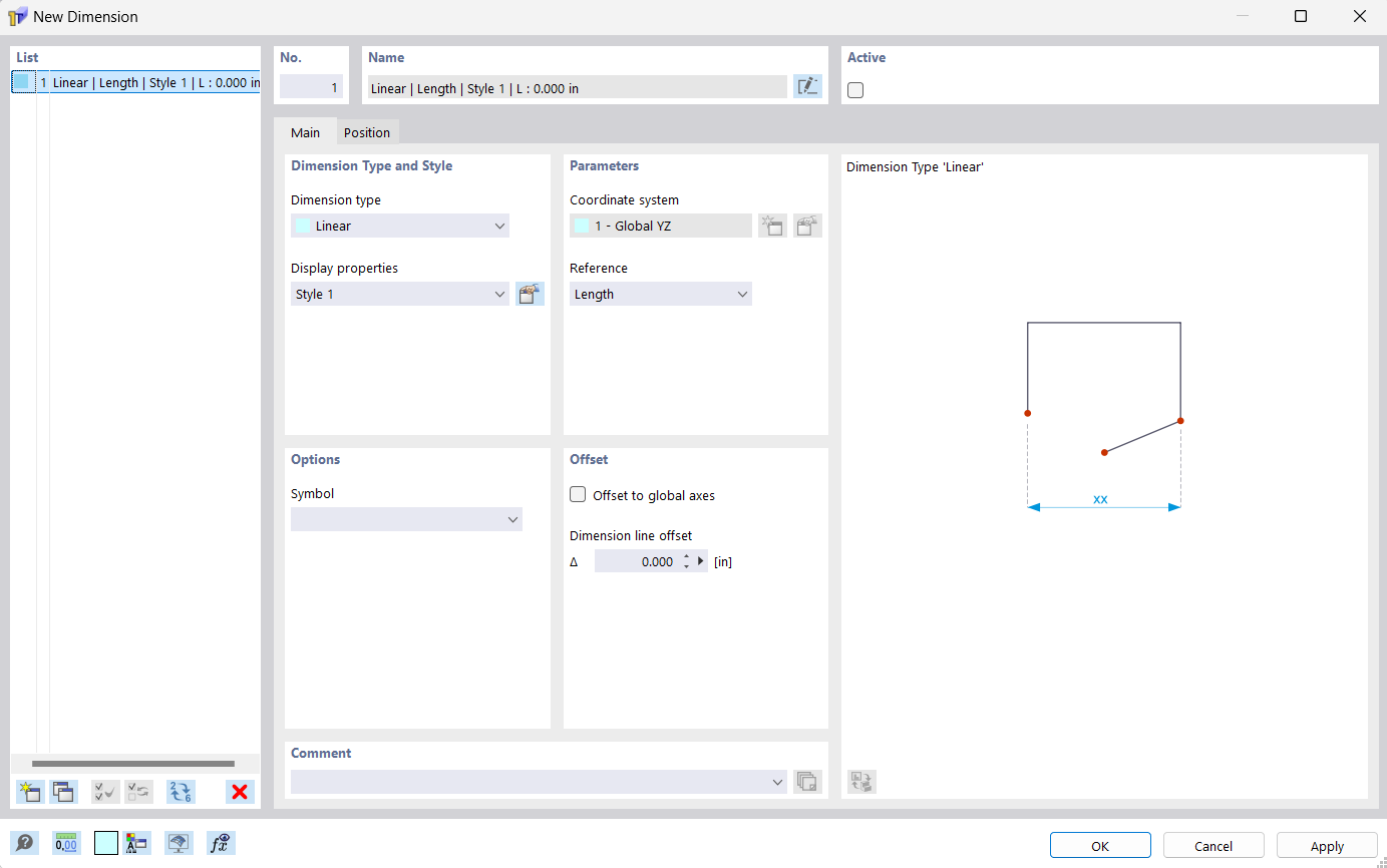 Finestra di dialogo "Nuova quota"