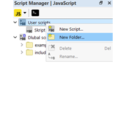 Creazione di nuova cartella in "Script Manager"
