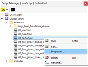 Creazione e modifica nella finestra "Script Manager"