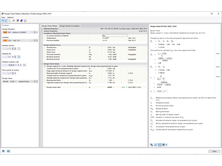 Dettagli della verifica del legno compressione perpendicolare alla fibratura | NDS