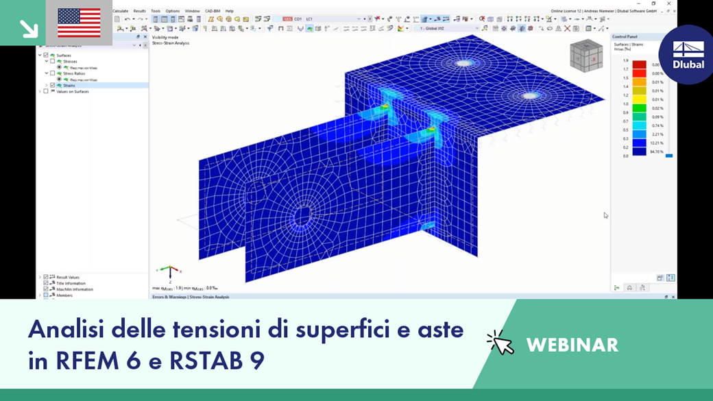 Webinar showcasing stress analysis techniques in RFEM 6 and RSTAB 9 for structural engineering optimization.