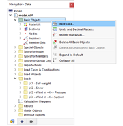 Modifica dei dati base tramite il menu di scelta rapida