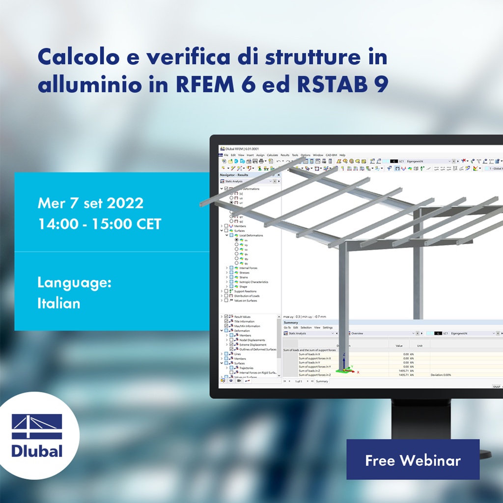 Calcolo e verifica di strutture in alluminio in RFEM 6 ed RSTAB 9