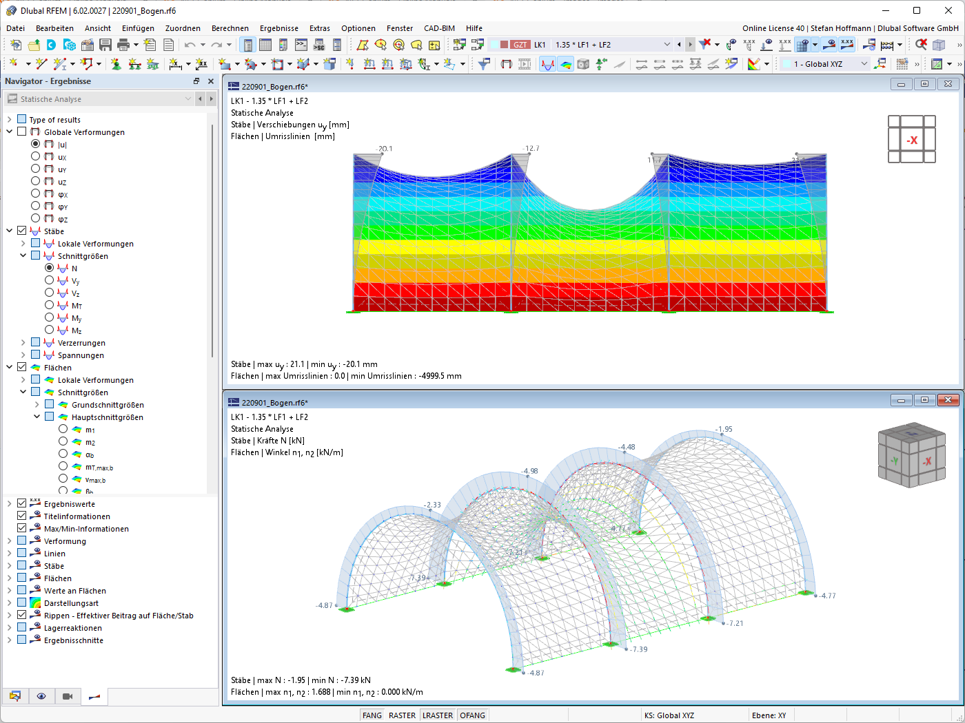 Membrana supportata da arco con vincoli di montaggio