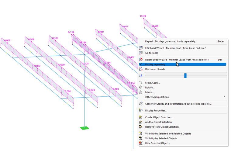 Visualizza carichi generati separatamente