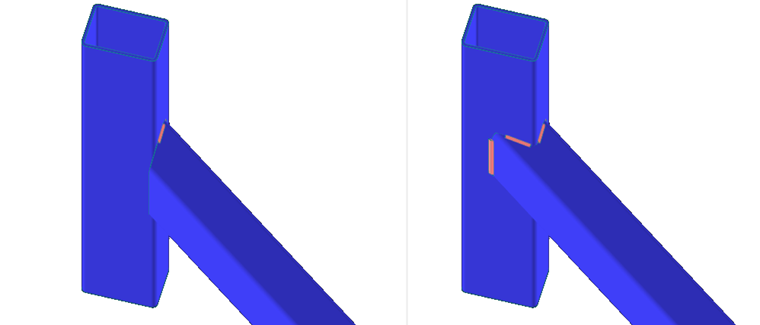 Metodo di taglio (sezioni trasversali RHS): Piano (sx), Superficie (destra)
