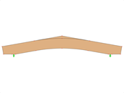 ID modello 587 | GLB0512 | Trave in legno lamellare | Cambered | Altezza costante | Simmetrico | Sbalzo orizzontale | Con cuneo di colmo allentato