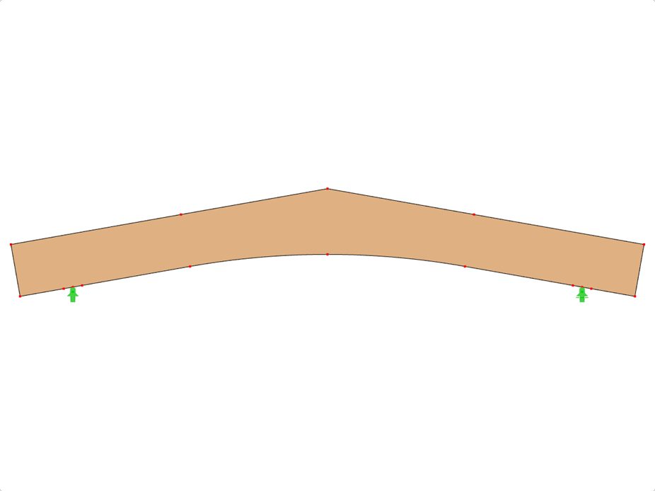 ID modello 588 | GLB0503 | Trave in legno lamellare | Cambered | Altezza costante | Simmetrico | Sbalzo paralleli | Senza cuneo del colmo allentato
