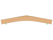 ID modello 589 | GLB0513 | Trave in legno lamellare | Cambered | Altezza variabile | Simmetrico | Sbalzo paralleli | Con cuneo di colmo allentato