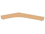 ID modello 596 | GLB0507 | Trave in legno lamellare | Cambered | Altezza costante | Asimmetrica | Sbalzo orizzontale | Senza cuneo del colmo allentato