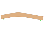 ID modello 597 | GLB0508 | Trave di legno lamellare incollato | Trave a ginocchio | Altezza variabile | Asimmetrica | Sbalzi paralleli | Senza cuneo di colmo libero