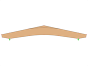 ID modello 615 | GLB0614 | Trave in legno lamellare | Cambered | Altezza variabile | Simmetrico | Sbalzo rastremato | Con cuneo di colmo allentato