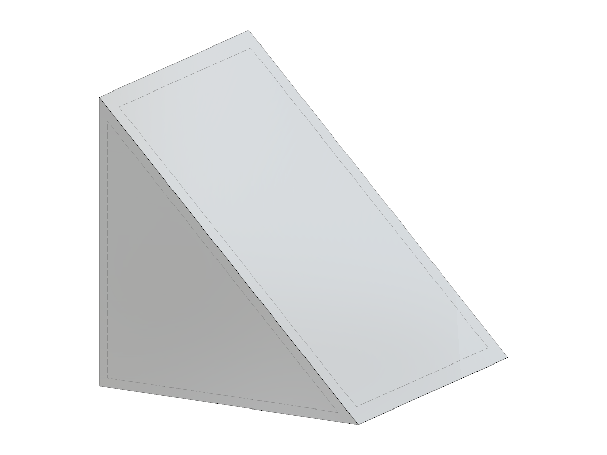 Vista dettagliata di una struttura prismatica triangolare che evidenzia le dimensioni geometriche e la distribuzione del carico.