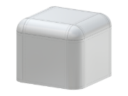 Struttura cuboide modificata con spigoli superiori arrotondati dolcemente e superficie piena.