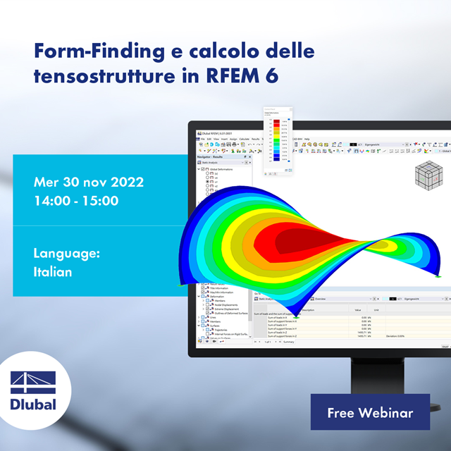 Form-Finding e calcolo delle tensostrutture in RFEM 6