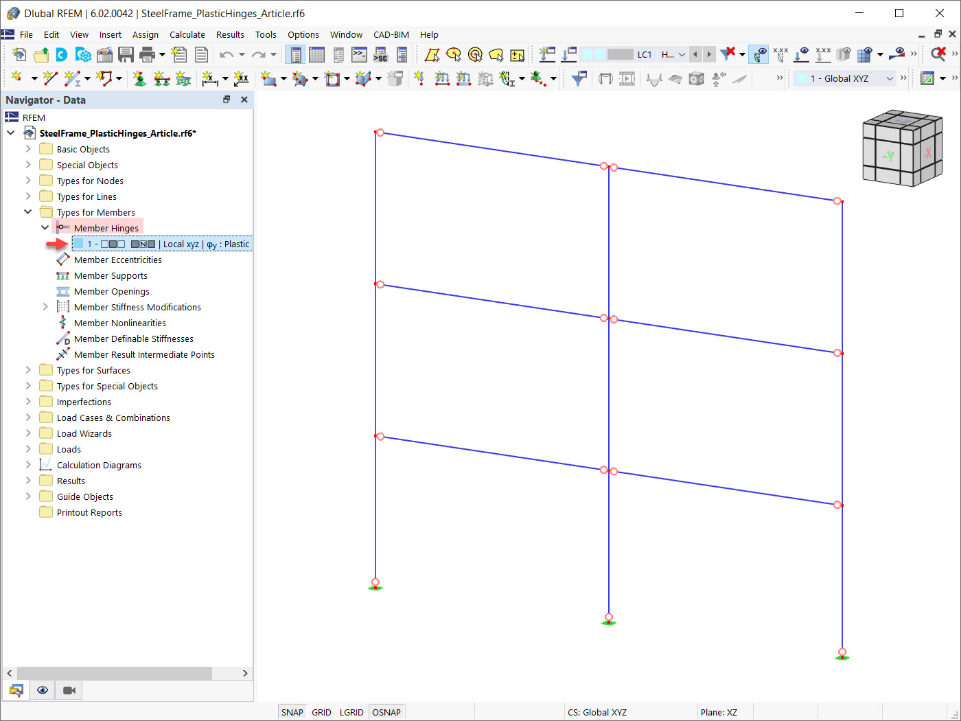 Cerniere delle aste in RFEM 6