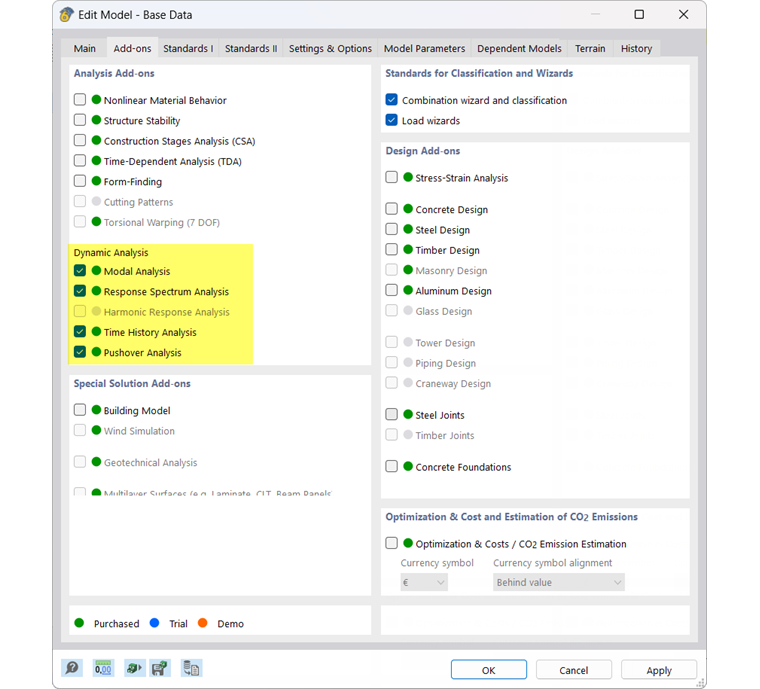 Add-on per analisi dinamiche