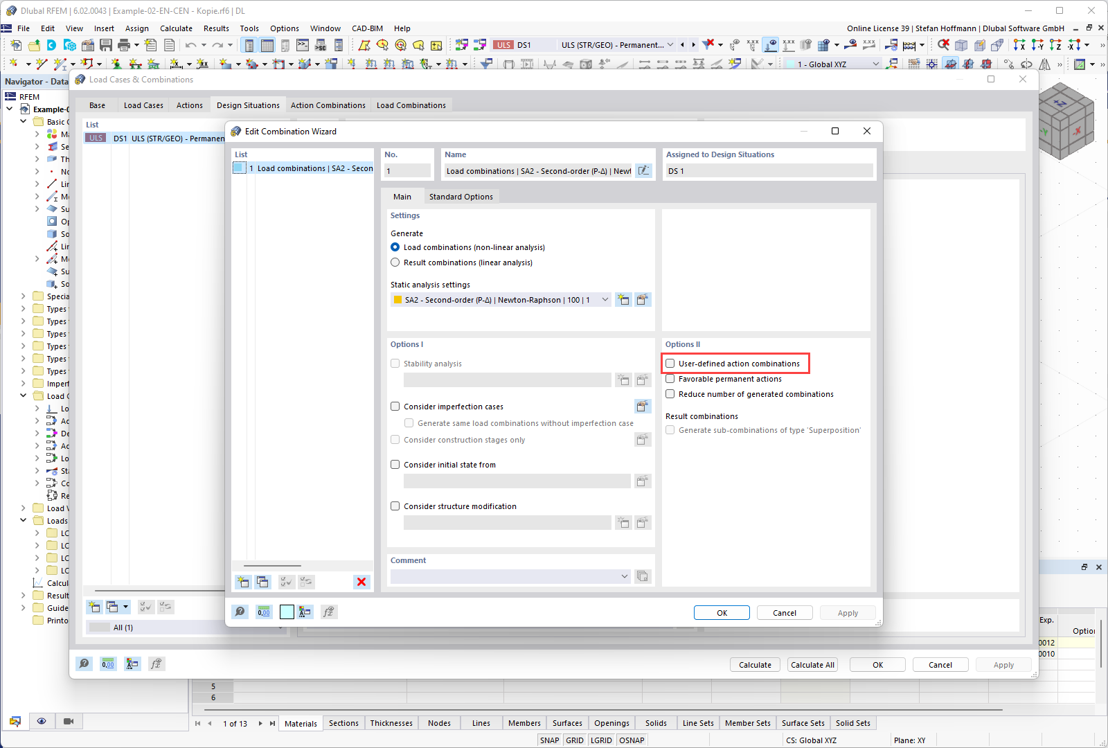 FAQ 005342 | Non sono state create combinazioni di carico automatiche. Cosa posso fare?