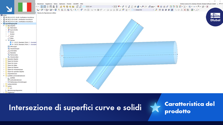 Intersektion gekrümmter Oberflächen mit volumetrischen Strukturen in einer statischen Analyseumgebung.