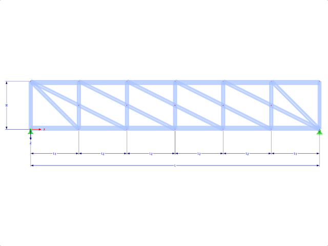 Modello 001723 | FT050-a | Travatura reticolare cordata parallela con parametri