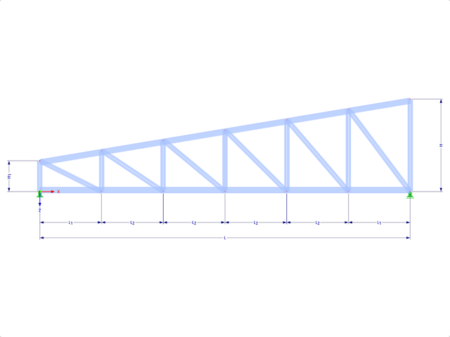 Modello 001755 | FT250-a | Travatura reticolare trapezoidale a passo singolo con parametri