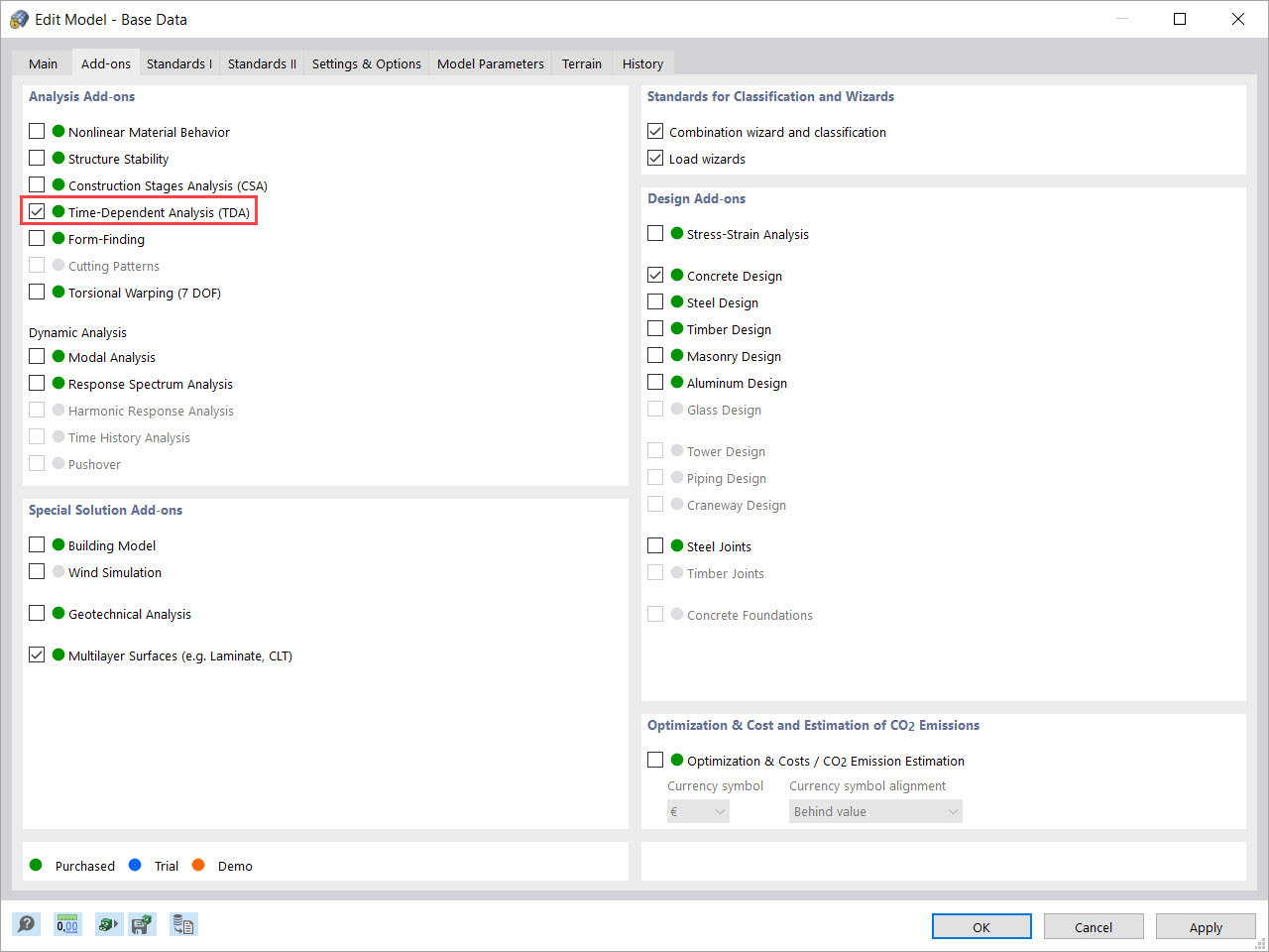 Add-on "Analisi Time-Dependent (TDA)"