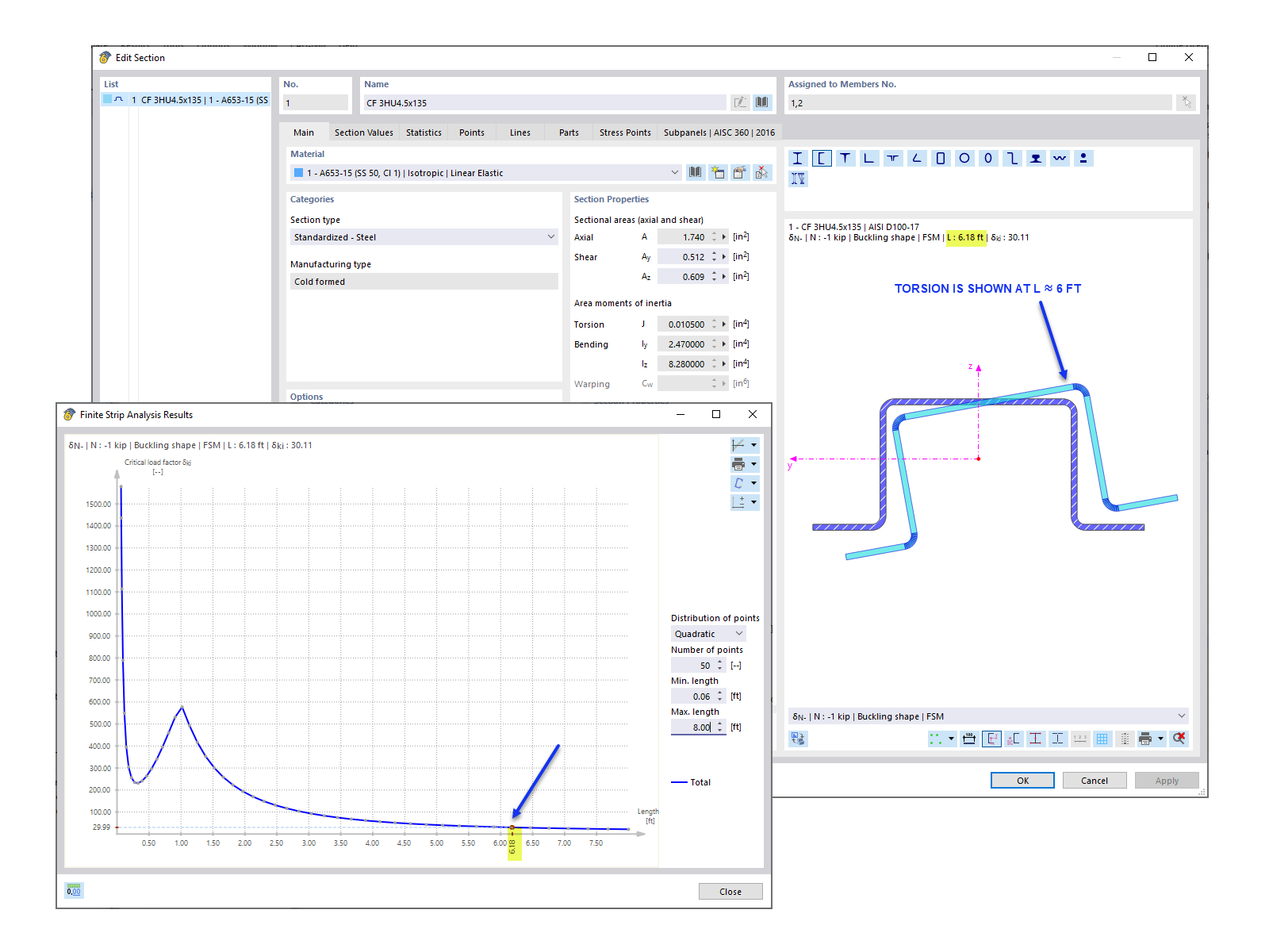 KB 001809 | Progettazione di acciaio AISI piegato a freddo in RFEM 6
