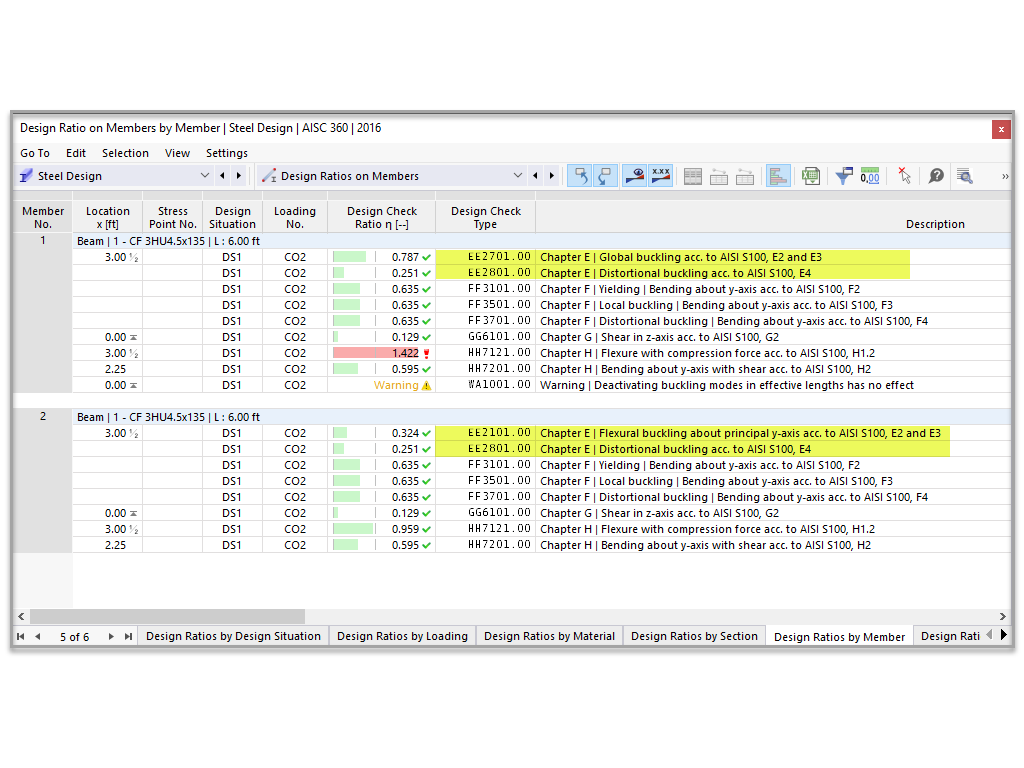 KB 001809 | Progettazione di acciaio AISI piegato a freddo in RFEM 6