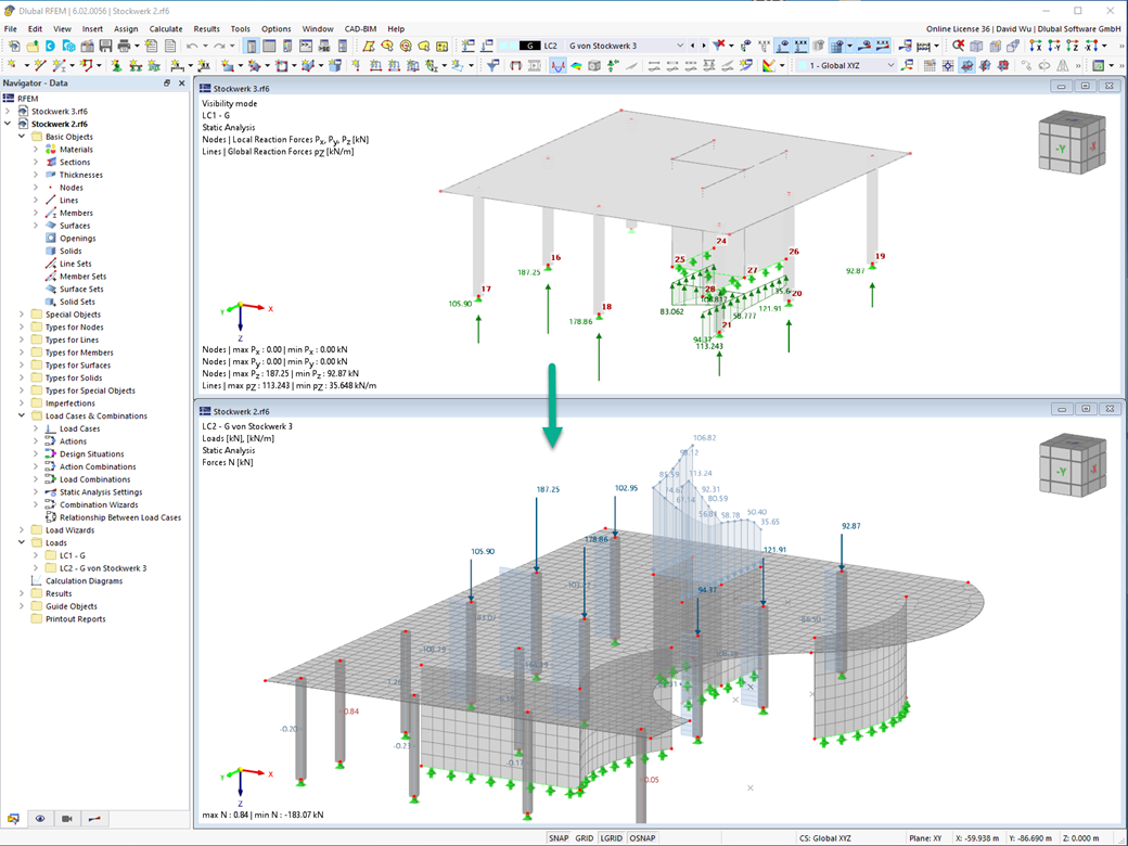 Funzione 002580 | Trasferimento delle reazioni vincolari da un altro modello