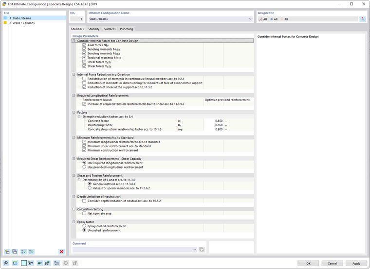 Modifica della configurazione finale - Aste