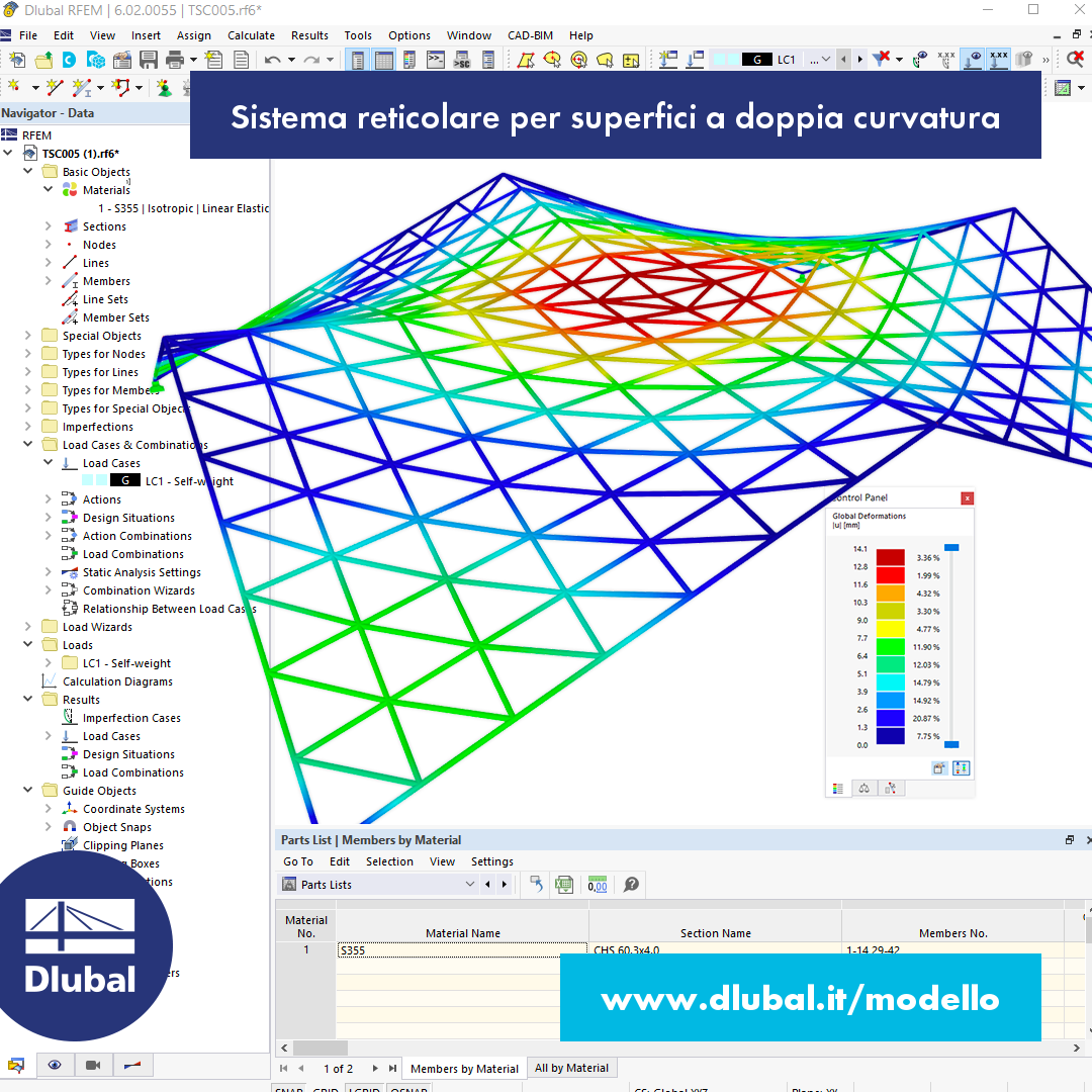 Sistema reticolare per superfici a doppia curvatura