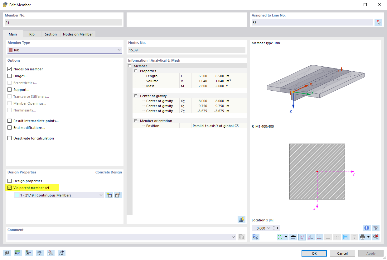 Proprietà di progetto dell'asta "Tramite set di aste padre"