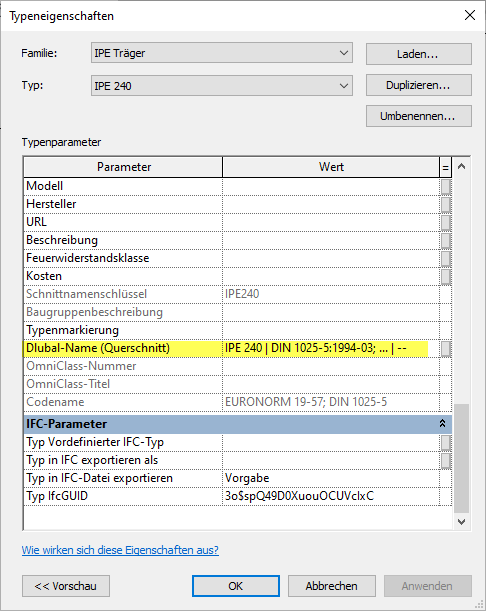 Nome di Dlubal (Sezione trasversale)