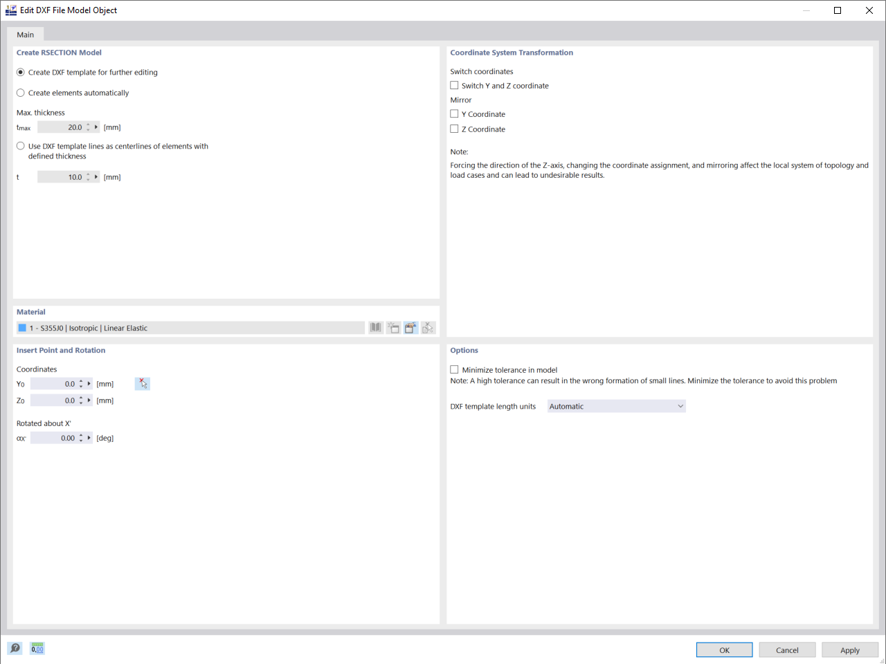 Modifica oggetto modello del file DXF