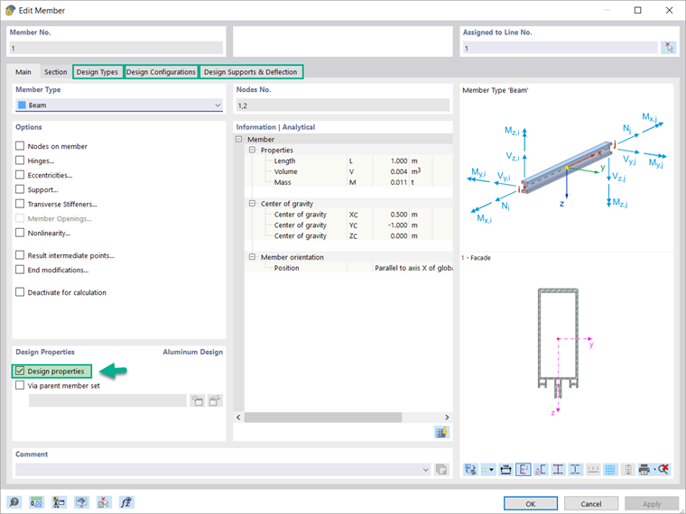 Attivazione delle proprietà di progetto
