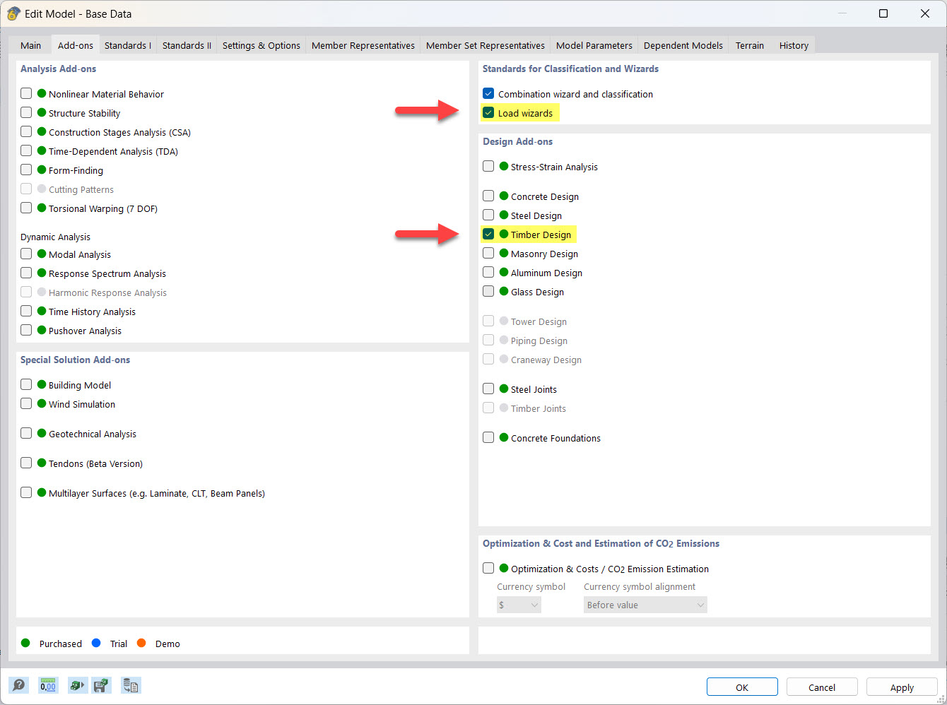 Attivazione dell'add-on Verifica legno