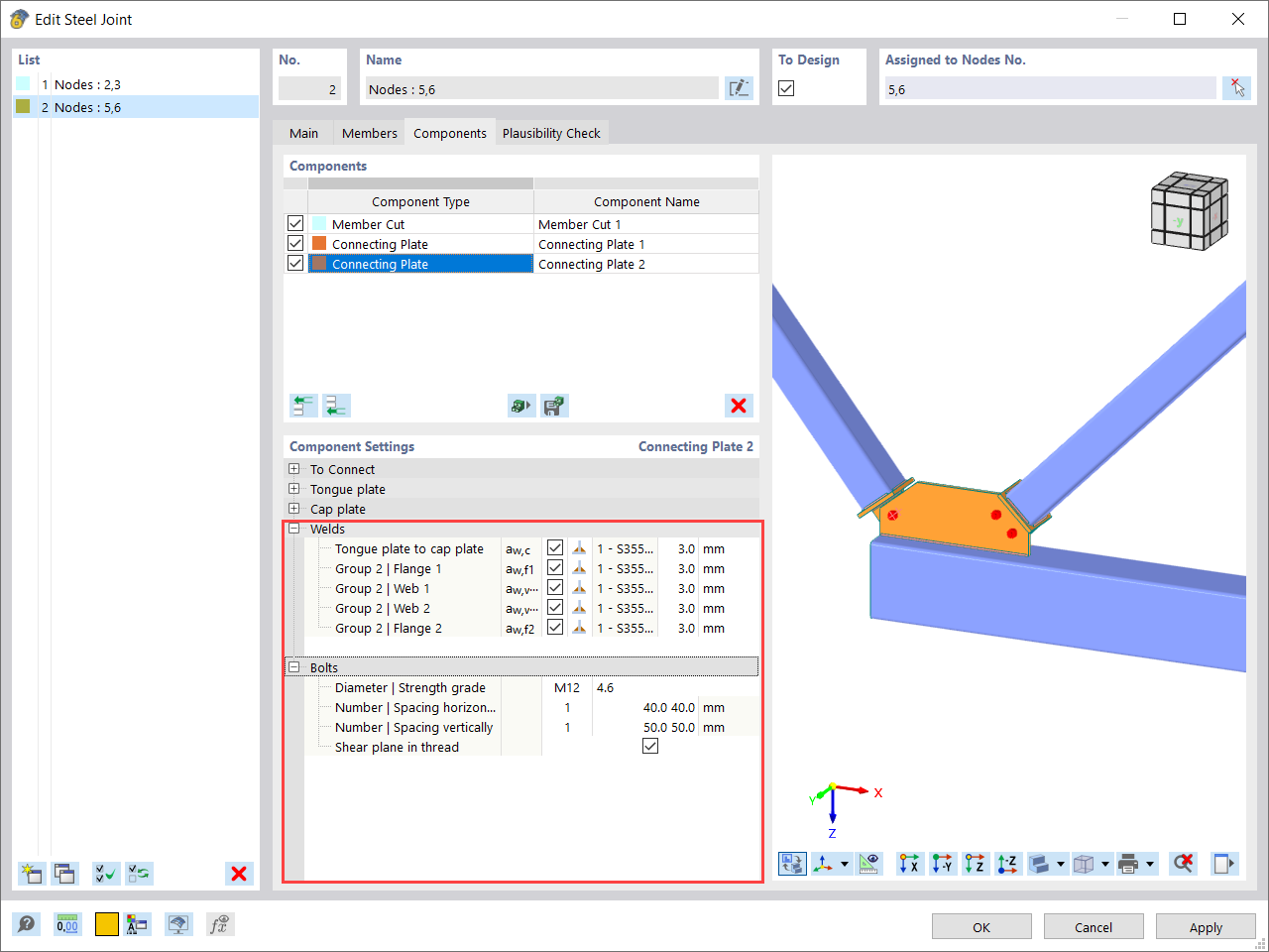 Impostazioni per la piastra di collegamento nr. 2 (2)