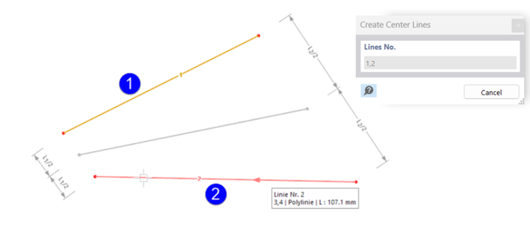 Creazione di linea centrale tra linee non parallele