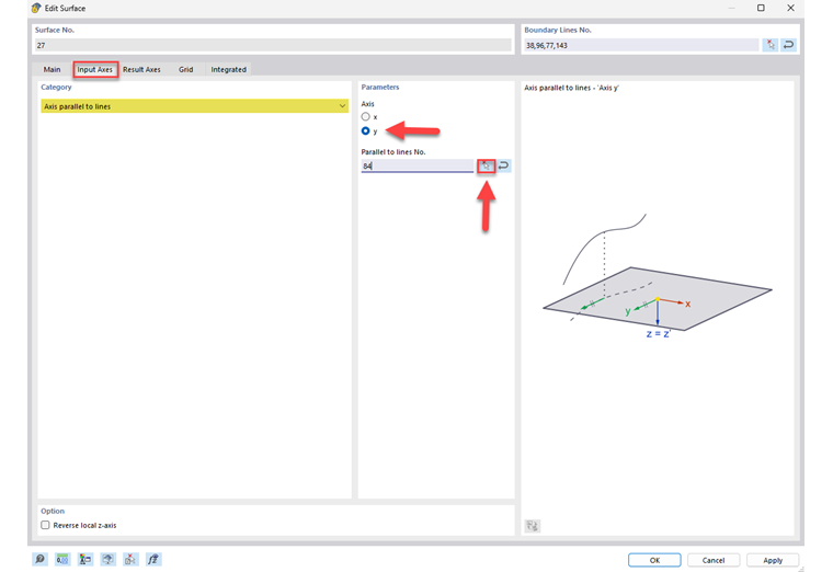 Vista dettagliata degli assi di input in un modello tridimensionale per una pianificazione strutturale precisa.