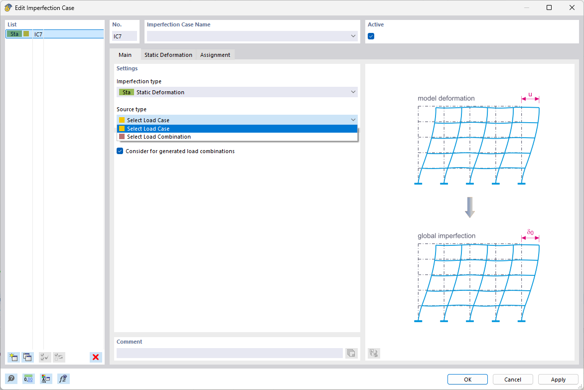 Tipo di imperfezione Spostamento generalizzato