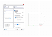 Illustrazione della costruzione di una linea curva in un progetto edile con parametri specifici per la determinazione della forma